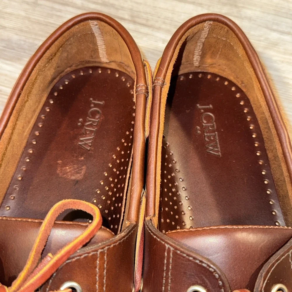 J Crew‎ Leather Boat shoes brown mens size 11 1/2